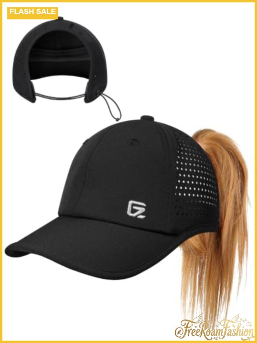 Women Performance Baseball Cap Foldable Ponytail Hat UPF 50+ Running Outdoor